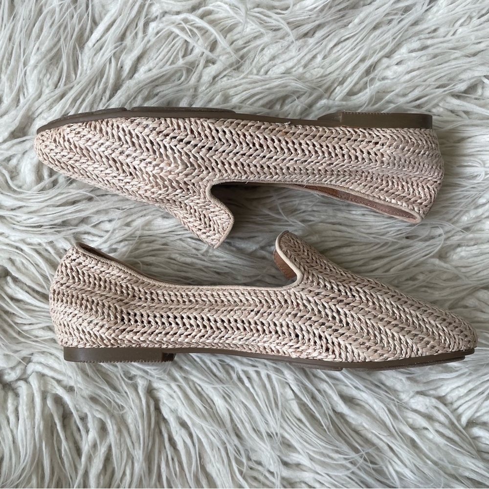 GENTLE SOULS Kenneth Cole Leather Woven Natural Beige Eugene Smoking Flats EUC 8 - Picture 3 of 12